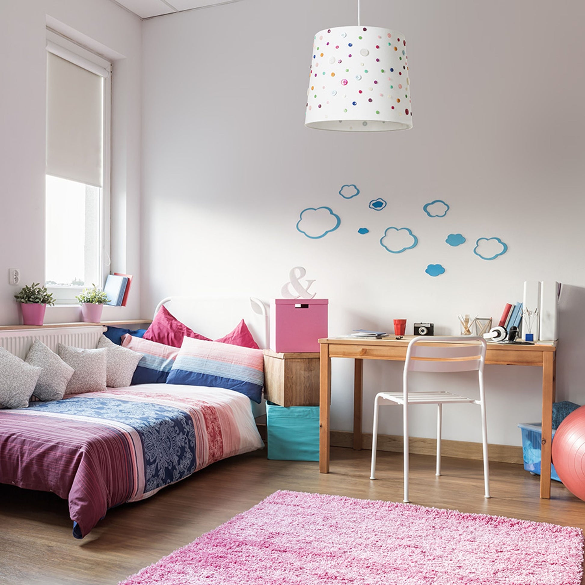RENDL shades, shade bases, pendent sets DELISA 35/30 shade white buttons  max. 28W R12389 2