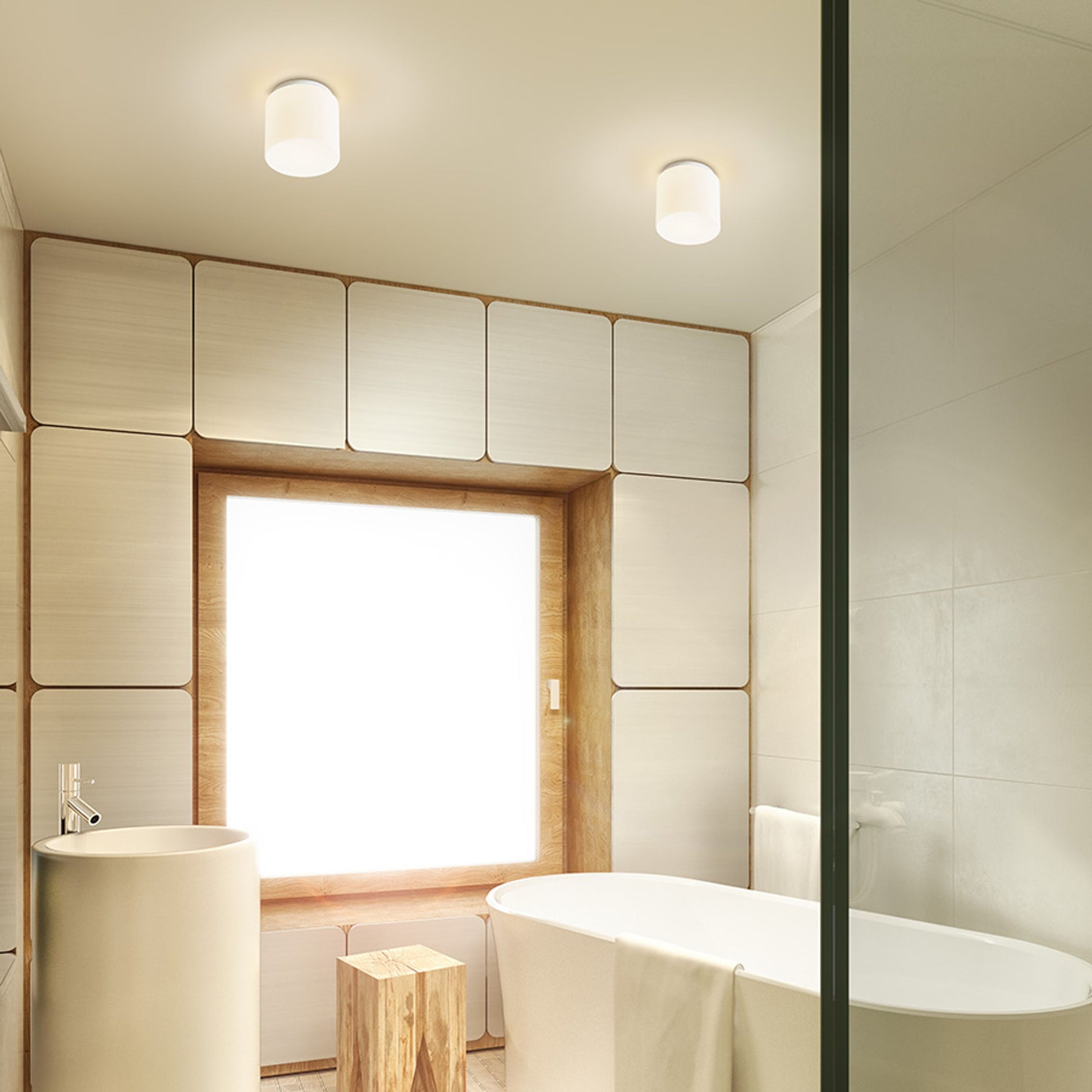 RENDL surface mounted lamp ARANA R 17 ceiling  opal-colored glass/chrome 230V LED E27 11W IP44 R13682 4