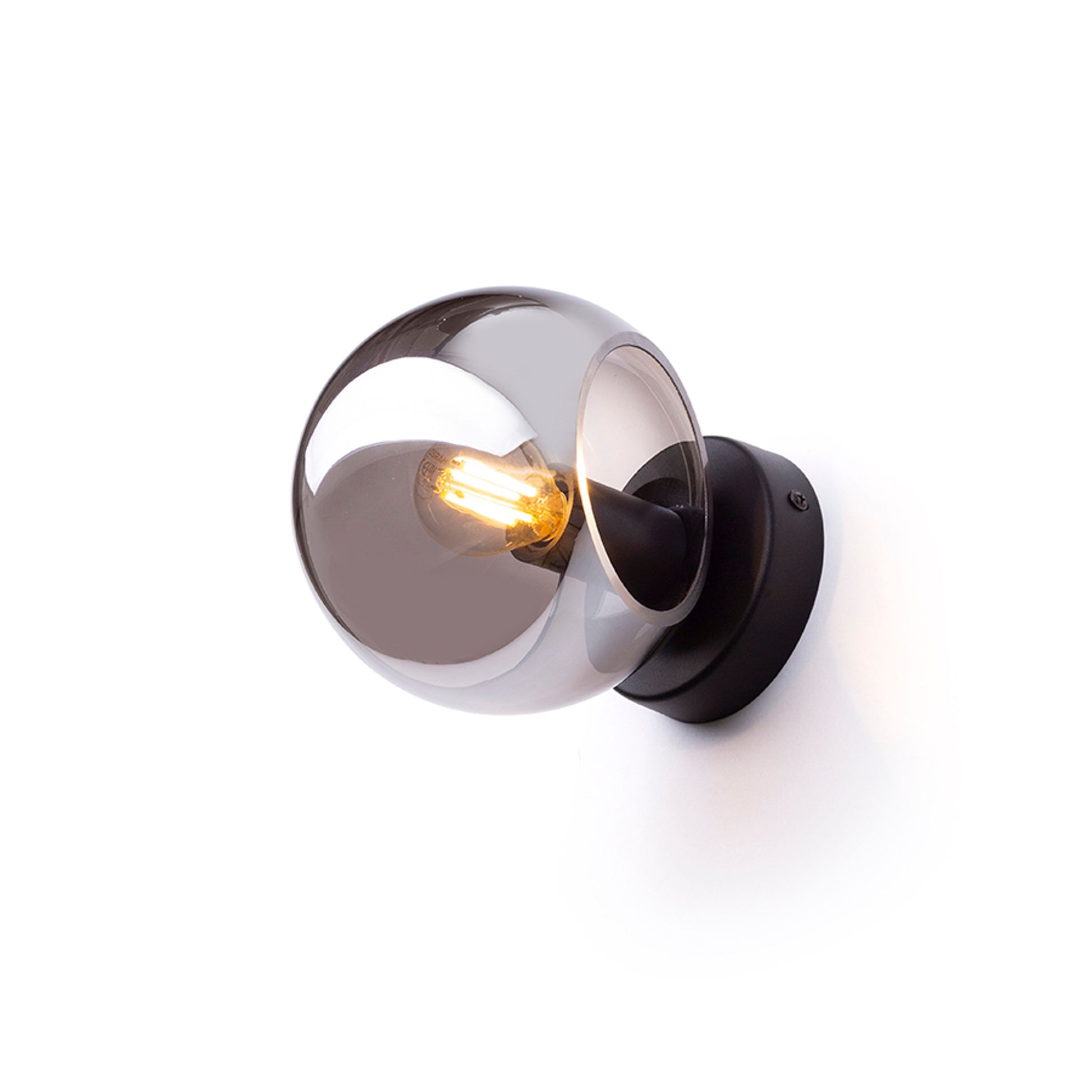 RENDL wall lamp SOLARIS surface mounted smoke-colored glass/black 230V LED E14 7W R13996 3